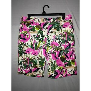 Loudmouth Golf Shorts Mens 38 Pink Flamingo Jungle AOP All Over Print Chino